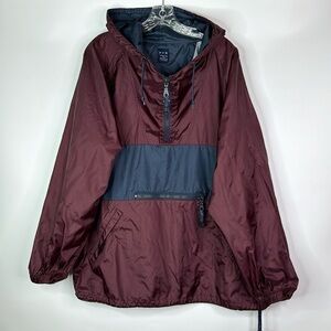 Vintage Gap Anorak Spell Out Burgundy Nylon Windbreaker Jacket Size Large 90s